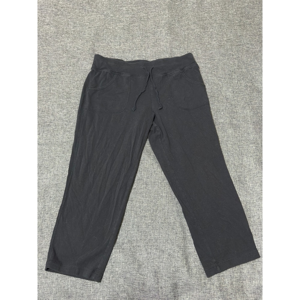 Athletic Works Womens Medium Black Capri Pants Drawstring Cotton Modal Spandex